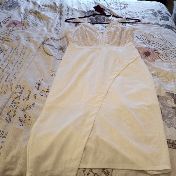 Bone/with nude lace top party dress - Picture 6 of 6